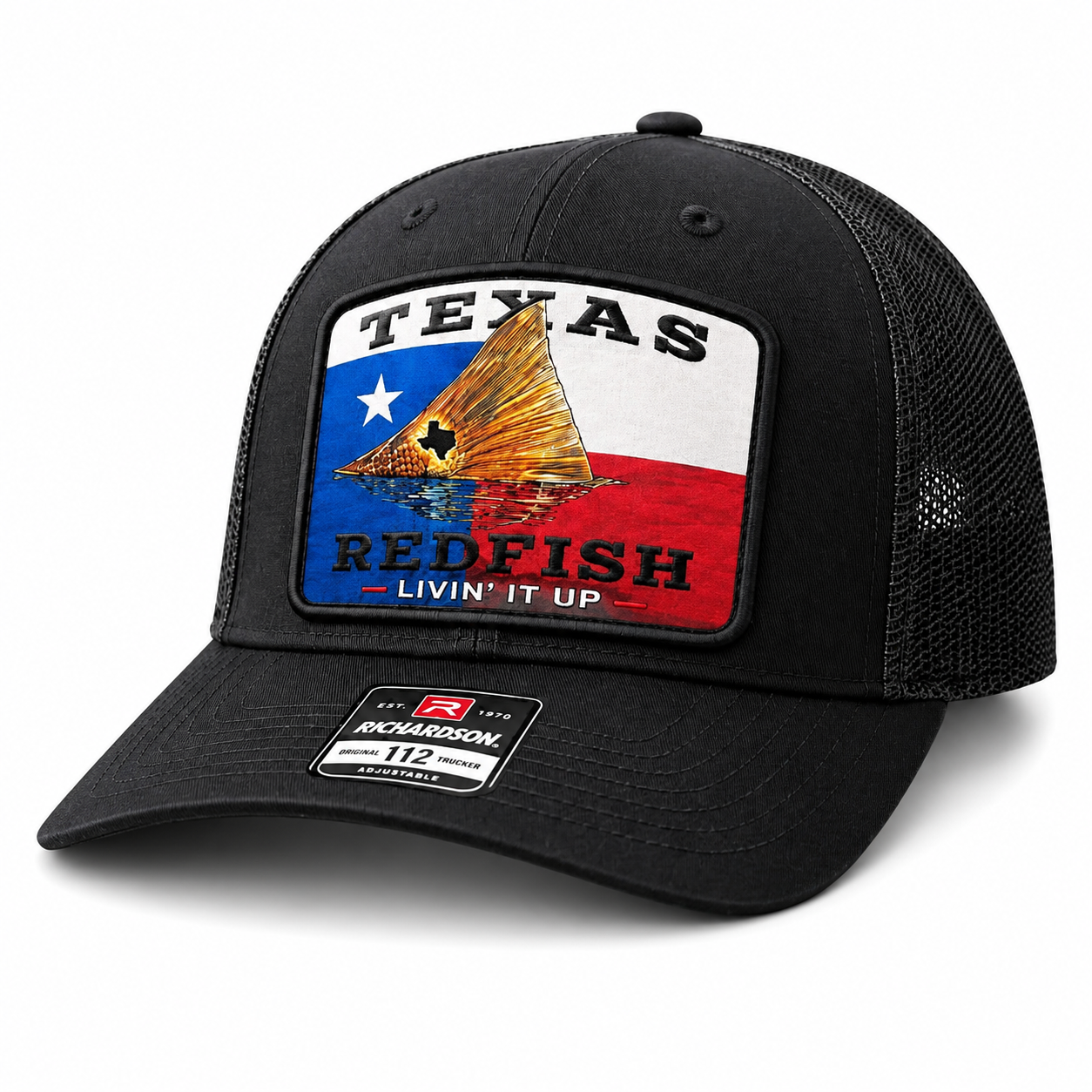 LIVIN IT UP Premium Fishing Patch Cap Texas Redfish Edition
